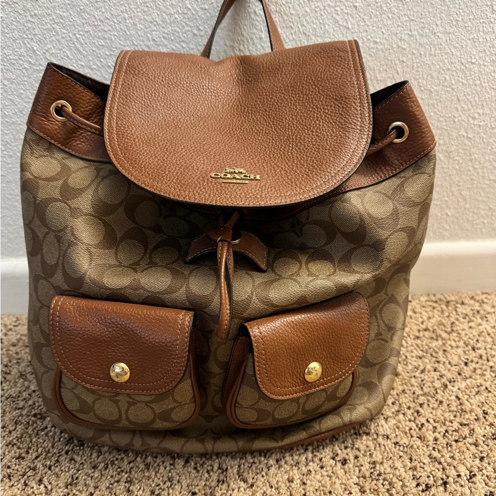 Coach Brown Signature Backpack